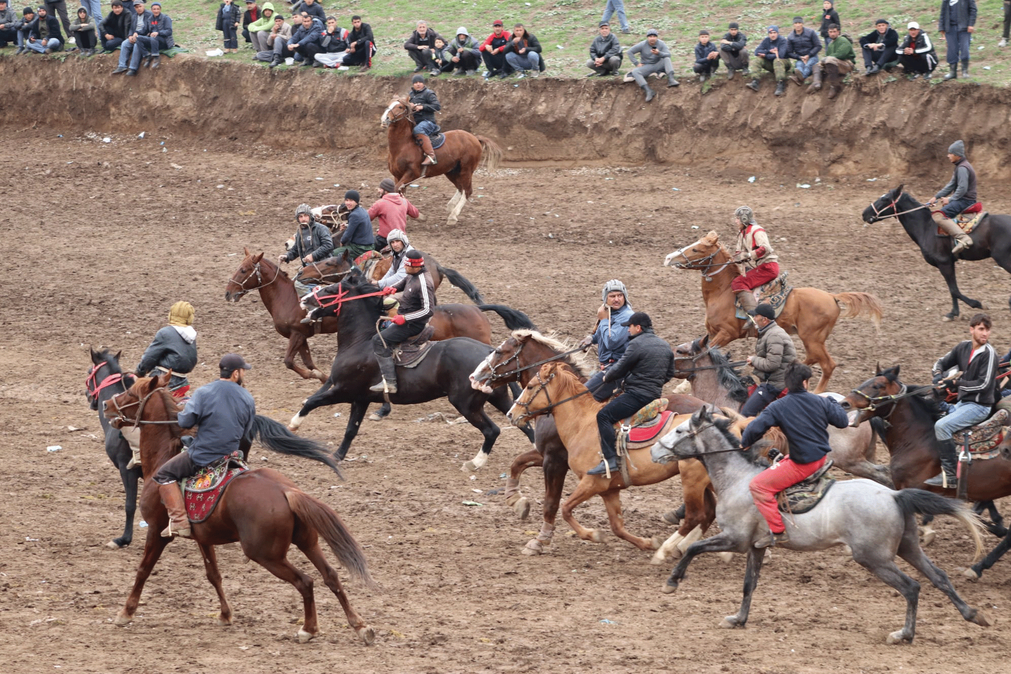 Buzkashi is a traditional Central Asian sport that originated in the steppes of Afghanistan, Tajikistan, and Kyrgyzstan.
